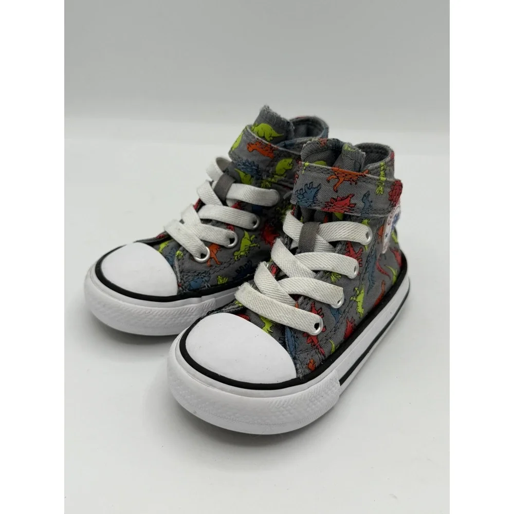 Converse Chuck Taylor Toddler's Dinoverse High-Top Grey Sneakers Size 5